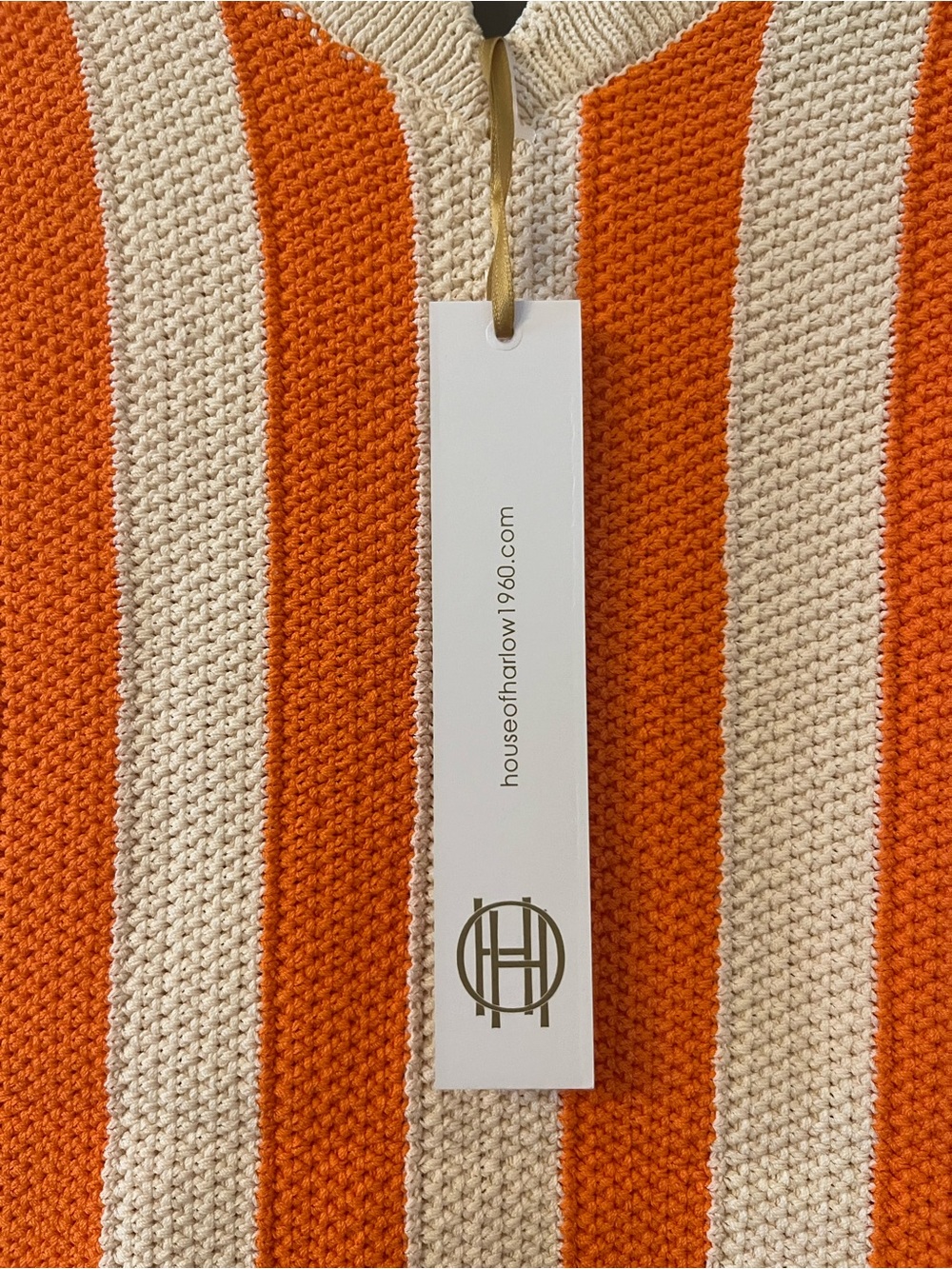 House of Harlow Striped Knit Tank Dress in Orange & Cream. Size Medium. NWT - Picture 2 of 10